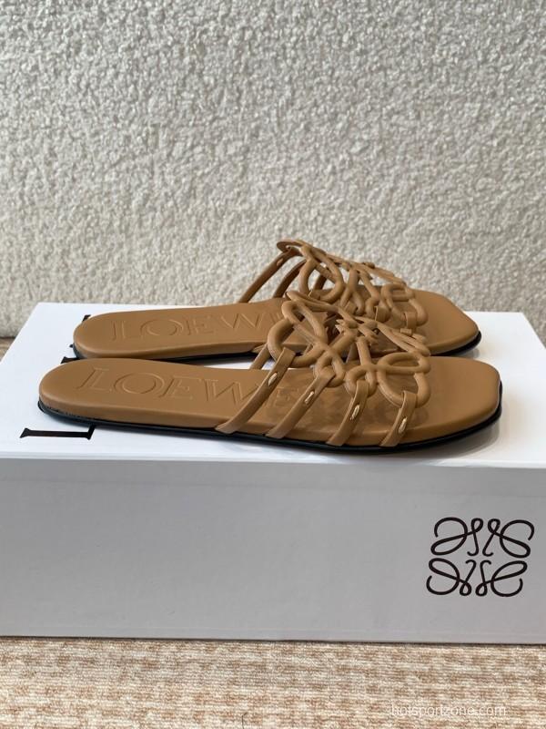 2025 Loewe Brown Leather Slippers KFY00250