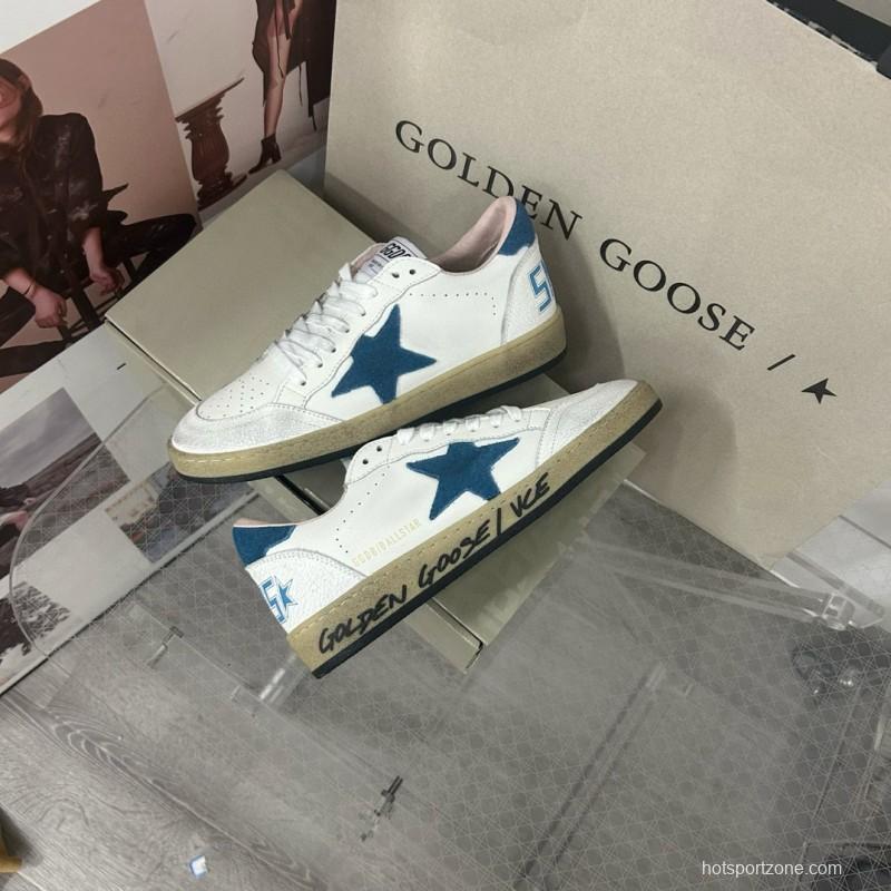 2024 Unisex GGDB White Blue Leather Low Top Sneakers MJ00260