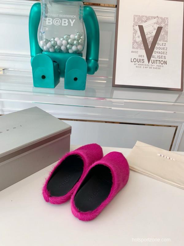 2024 Slippers Marni fuchsia pony hair slippers