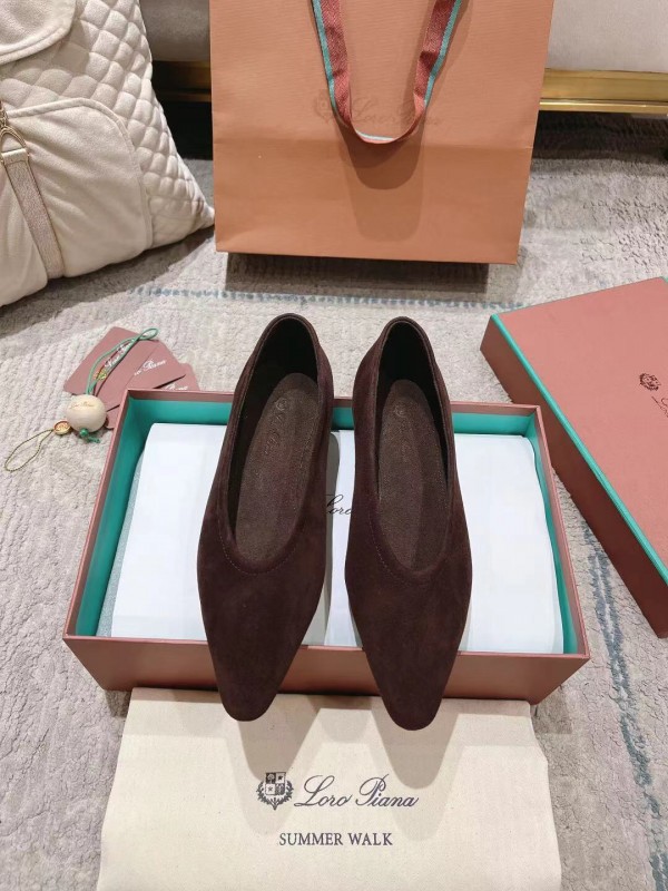 2025 Women LP Brown Suede Ballet Flat LY00320