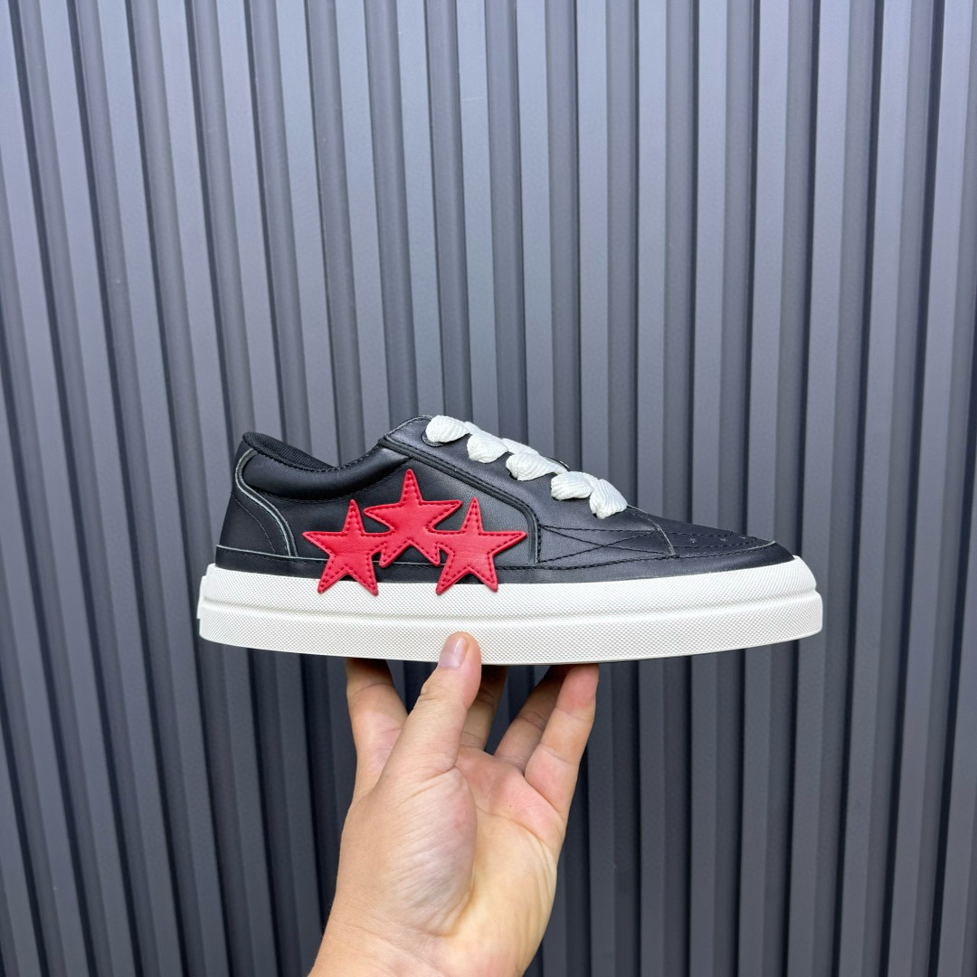 2024 Unisex Amiri Black Red Leather Sneakers MJ00300