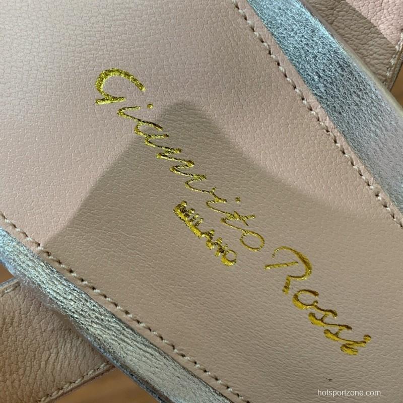 2025 Women Gianvito Rossi Silver Leather Platform Sandals