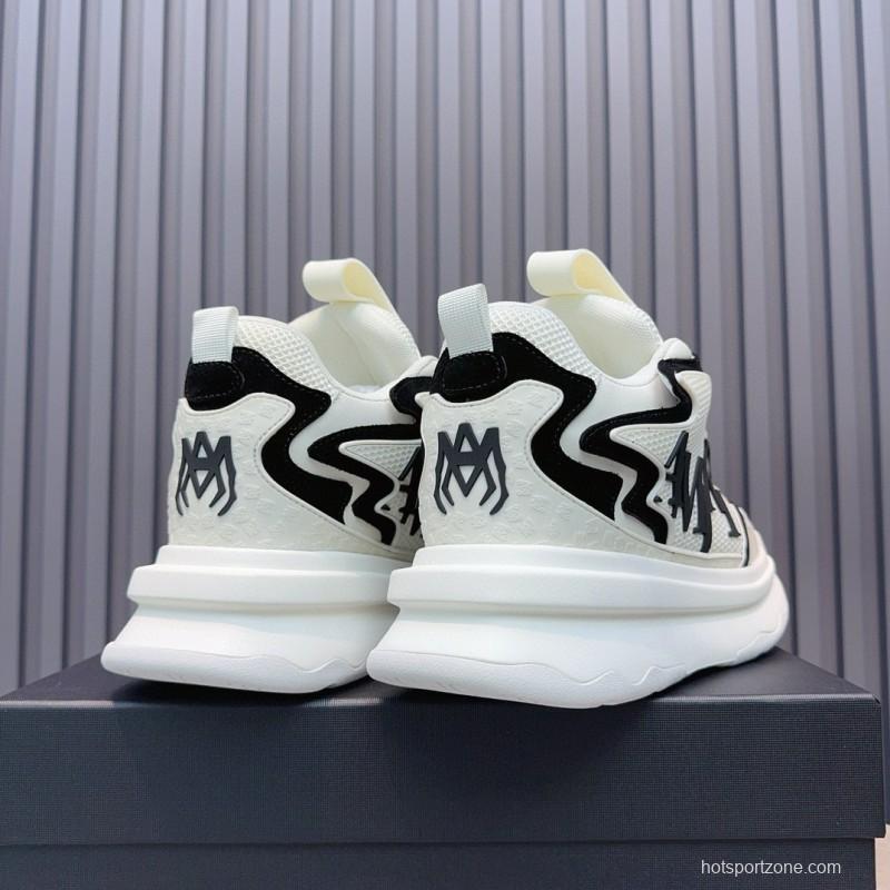 2024 Unisex Amiri White Black Mesh Leather Sneakers MJ00410