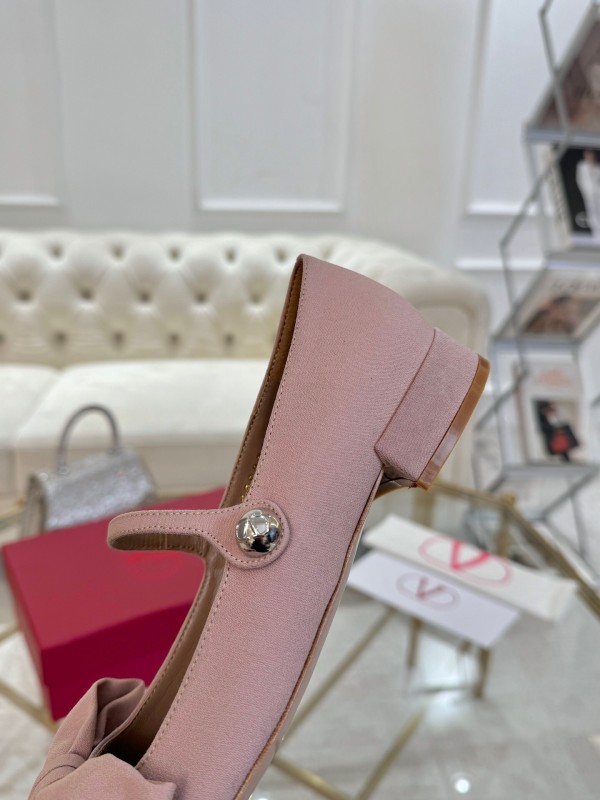 2025 Women Valentino Pink Cotton Mary Jane Bow LY00300