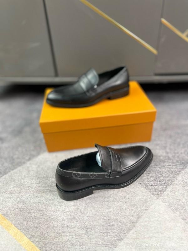 2024 Men Louis Vuitton Black Leather Formal Shoes MJ00290