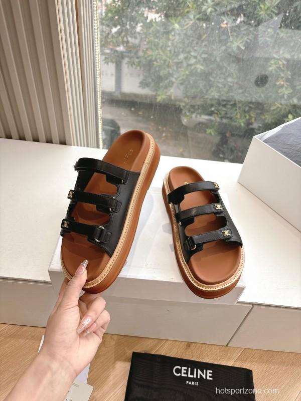 2025 CELINE Black Leather Slippers