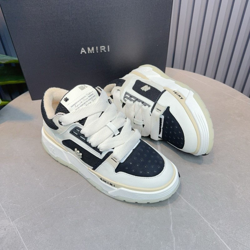 2024 Unisex Amiri Black White Leather Sneakers MJ00360