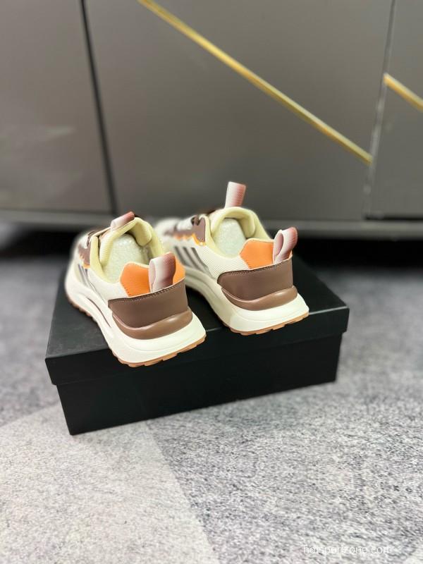 2024 Unisex Armani Beige Brown Pink Leather Mesh Casual Shoes MJ00230