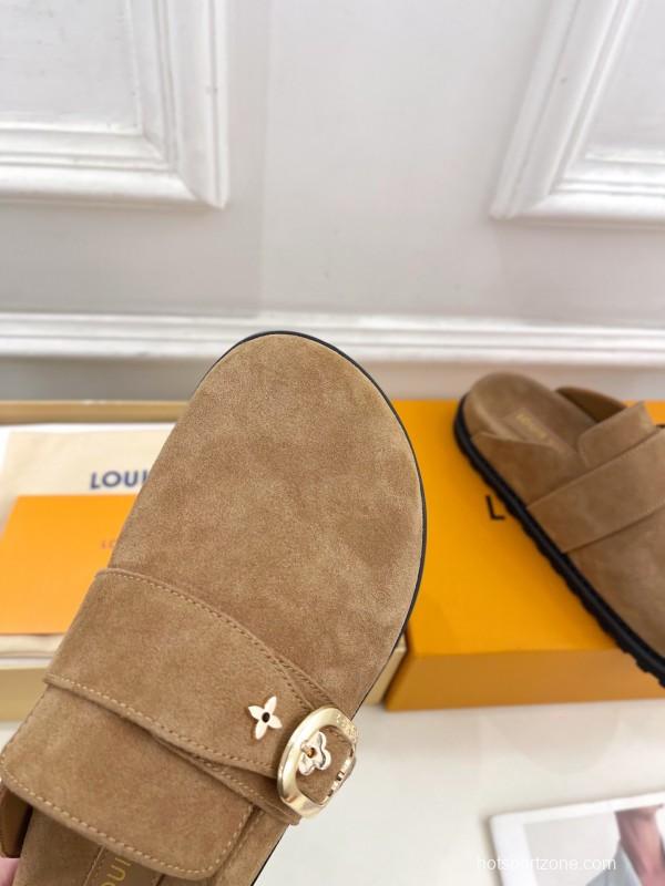 2025 Slippers LV Brown Suede Slippers