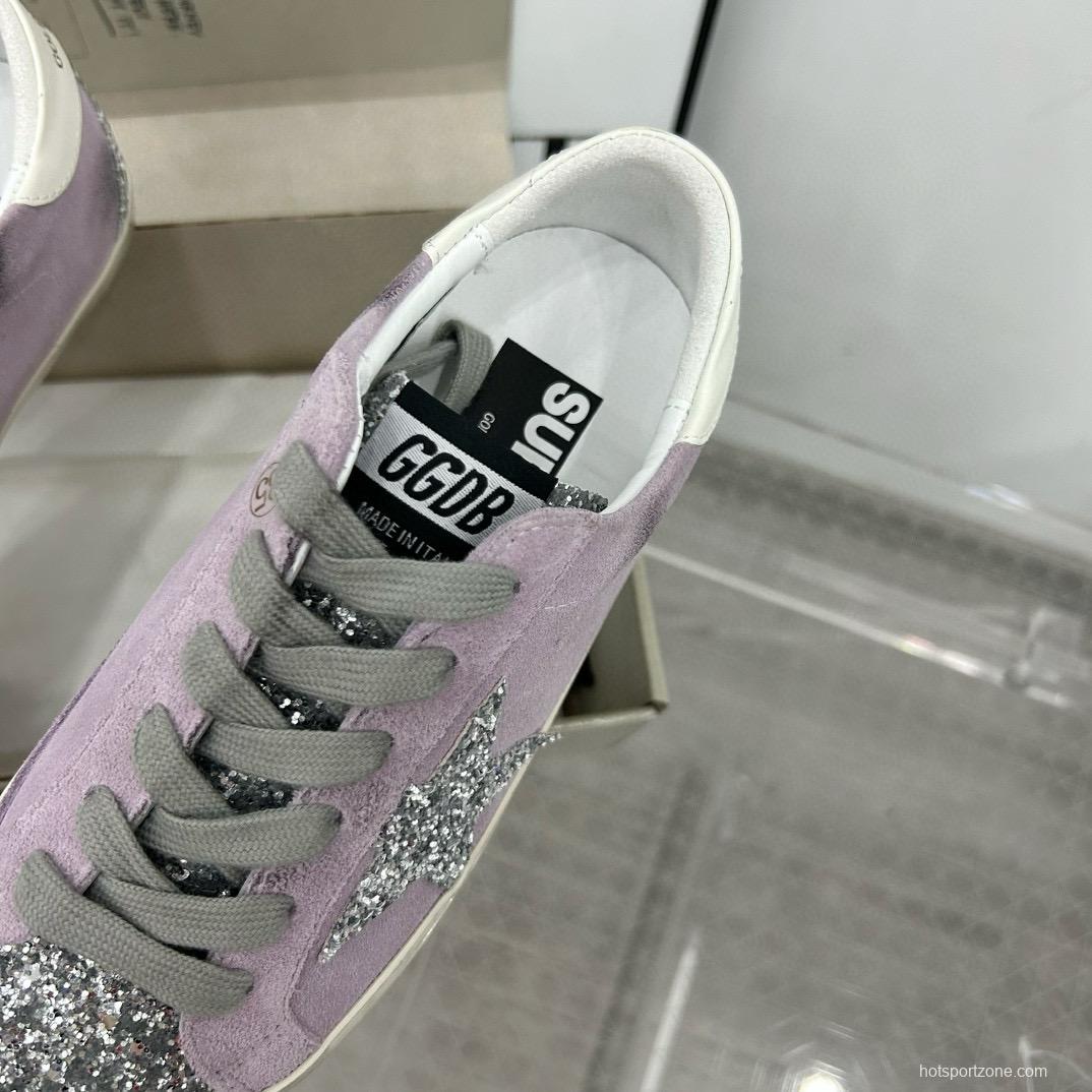 2025 Women GGDB Lilac Silver Glitter Leather Suede Sneakers