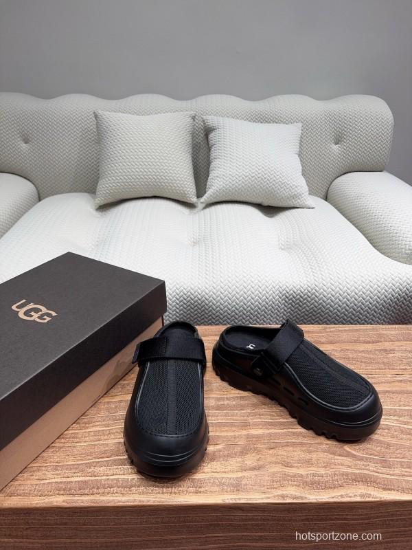 2025 Unisex UGG Black Textile Rubber Slippers Strap KFY00220(F)/KFY00230(M)