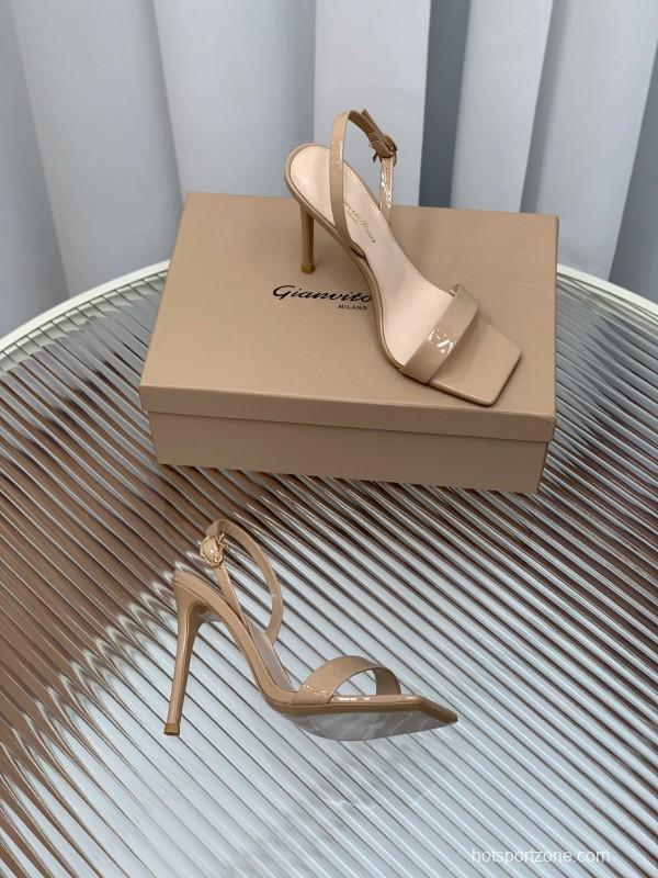 2025 Women Gianvito Rossi Beige Patent Leather Sandals