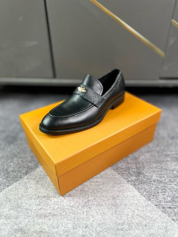 2024 Men Louis Vuitton black cow leather leather dress shoes MJ00290