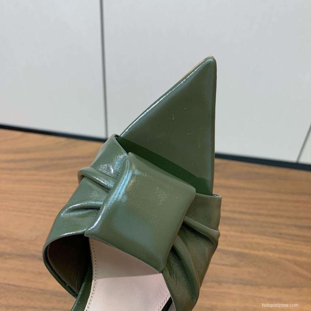 2025 Women Gianvito Rossi Green Leather High Heel Mules