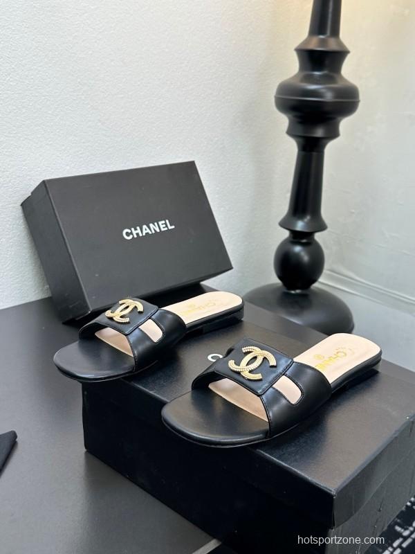 2025 Slippers Chanel Black Lambskin Slippers