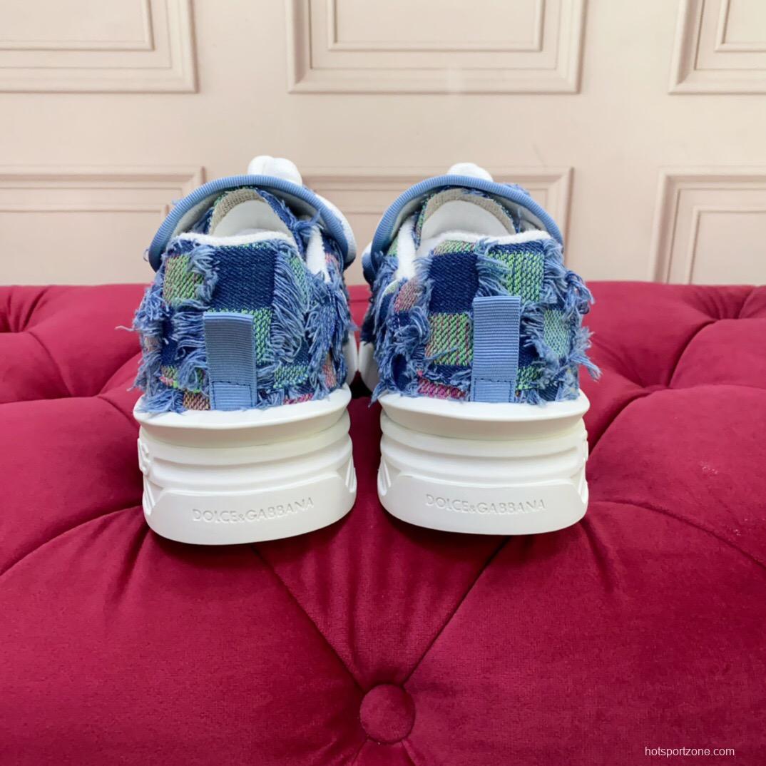 2025 Unisex Dolce & Gabbana Blue Green Denim Fabric Sneakers