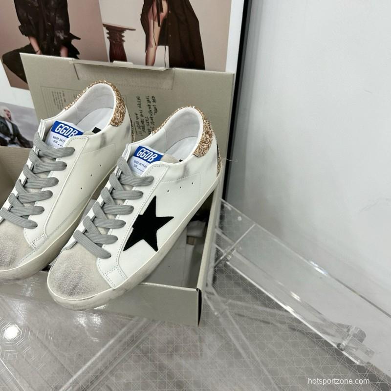 2025 Women GGDB White Black Glitter Leather Suede Sneakers