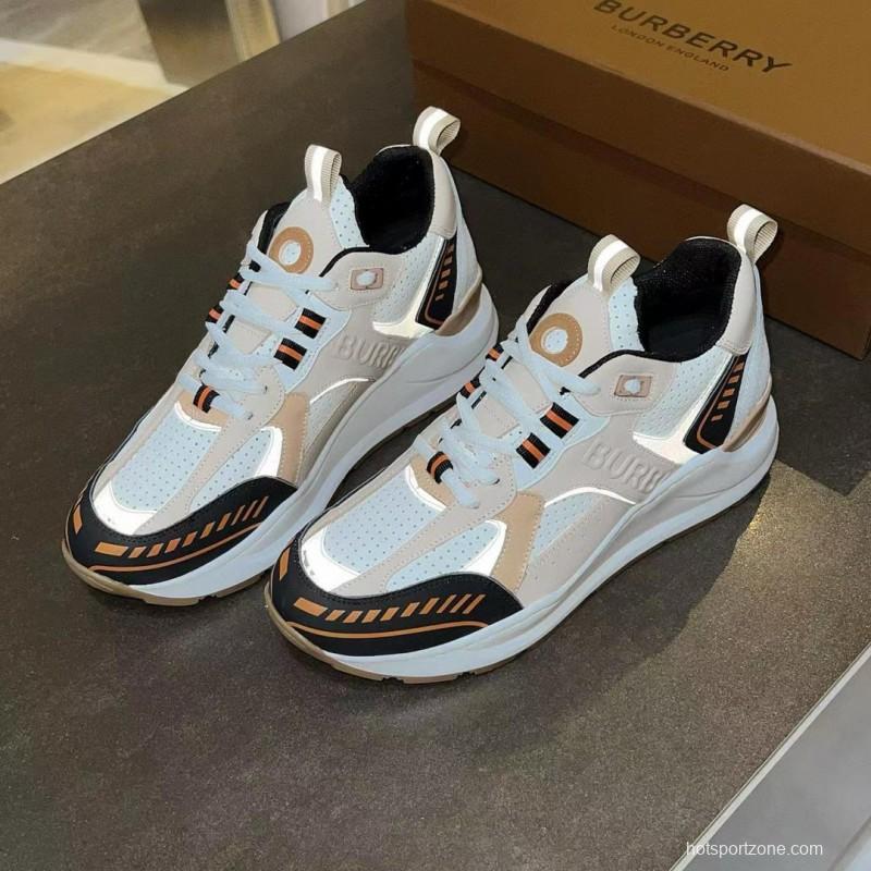 2025 Unisex Burberry Beige White Black Leather Suede Mesh Chunky Sneakers MJ00380(F/W)