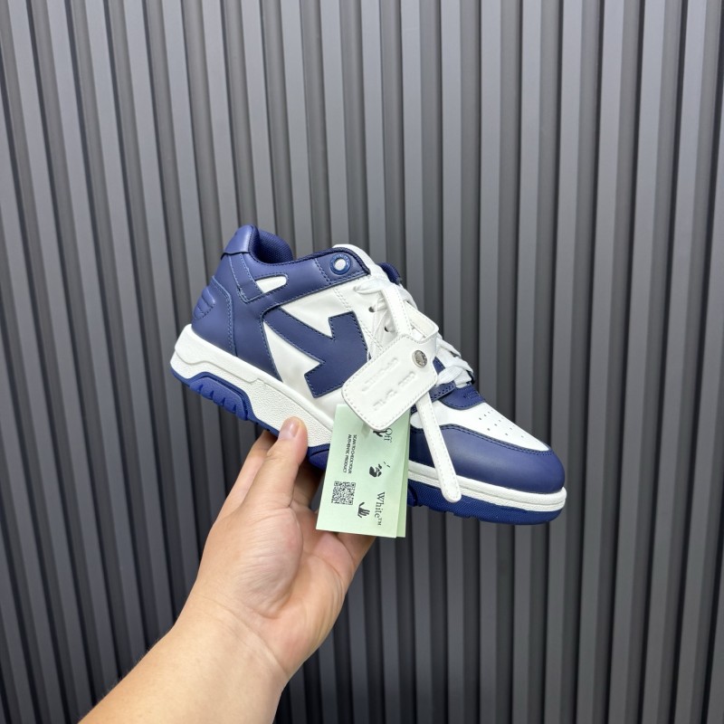 2025 Unisex Off-White Navy White Leather Sneakers MJ00320