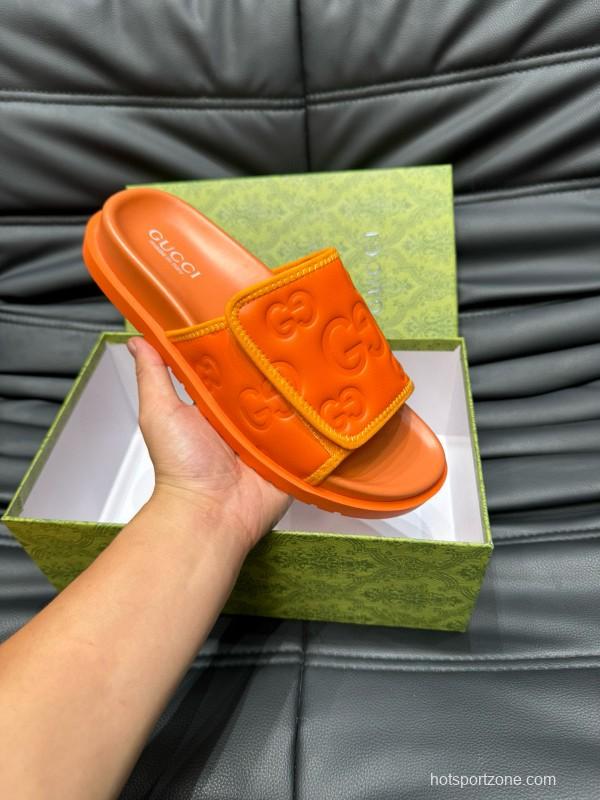2024 GUCCI orange leather slippers MJ00200