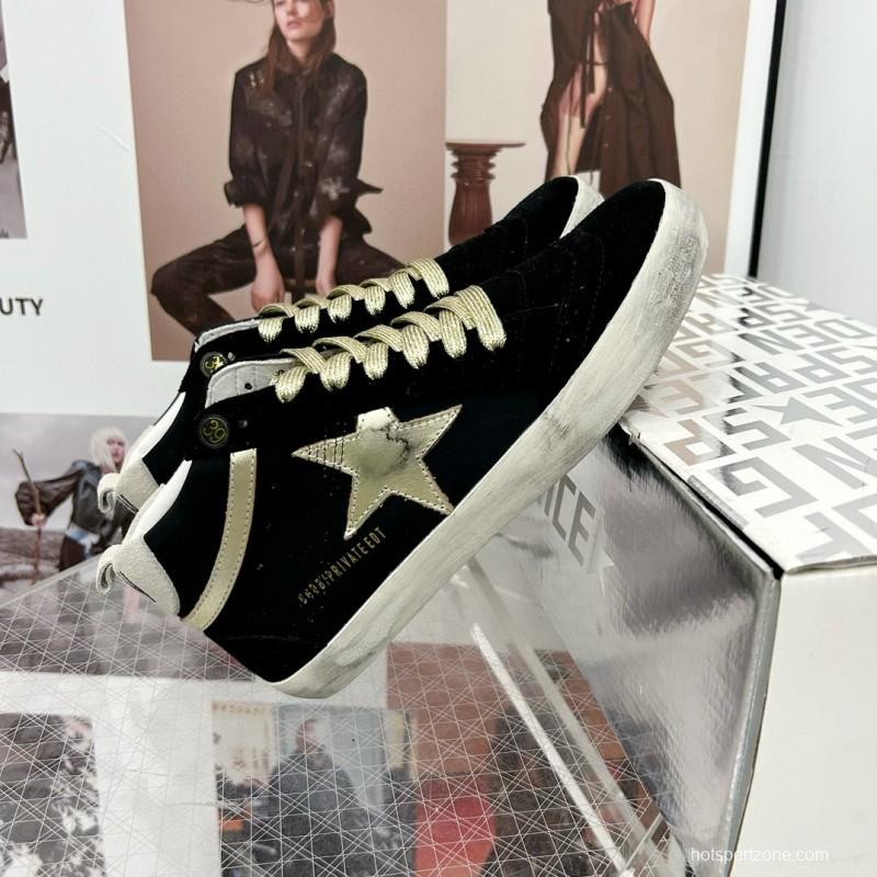 2024 Unisex GGDB Black Gold Leather Suede High Top Sneakers MJ00300