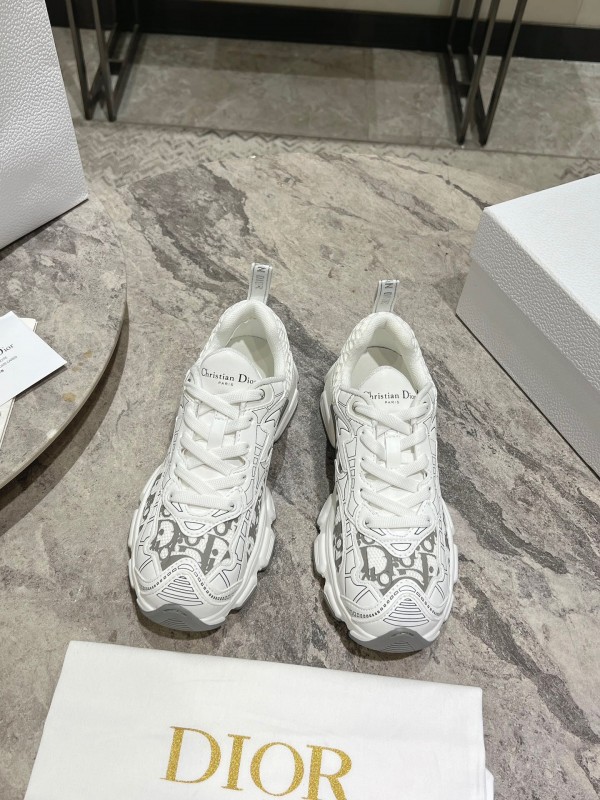 2025 Women Dior White Mesh Leather Sneakers KFY00370