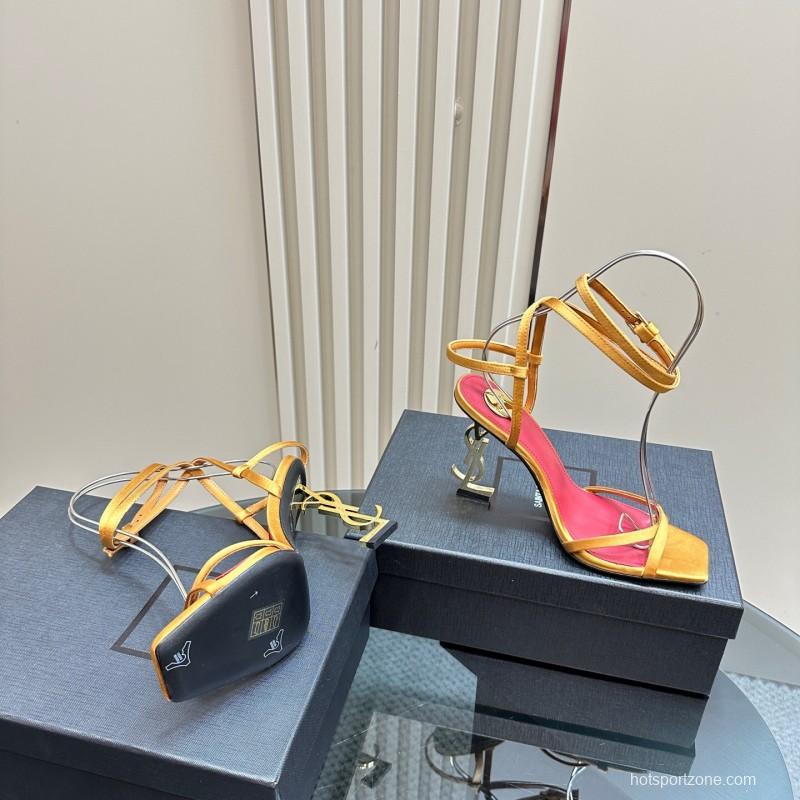 2025 Women Yves Saint Laurent Yellow Leather Sandals