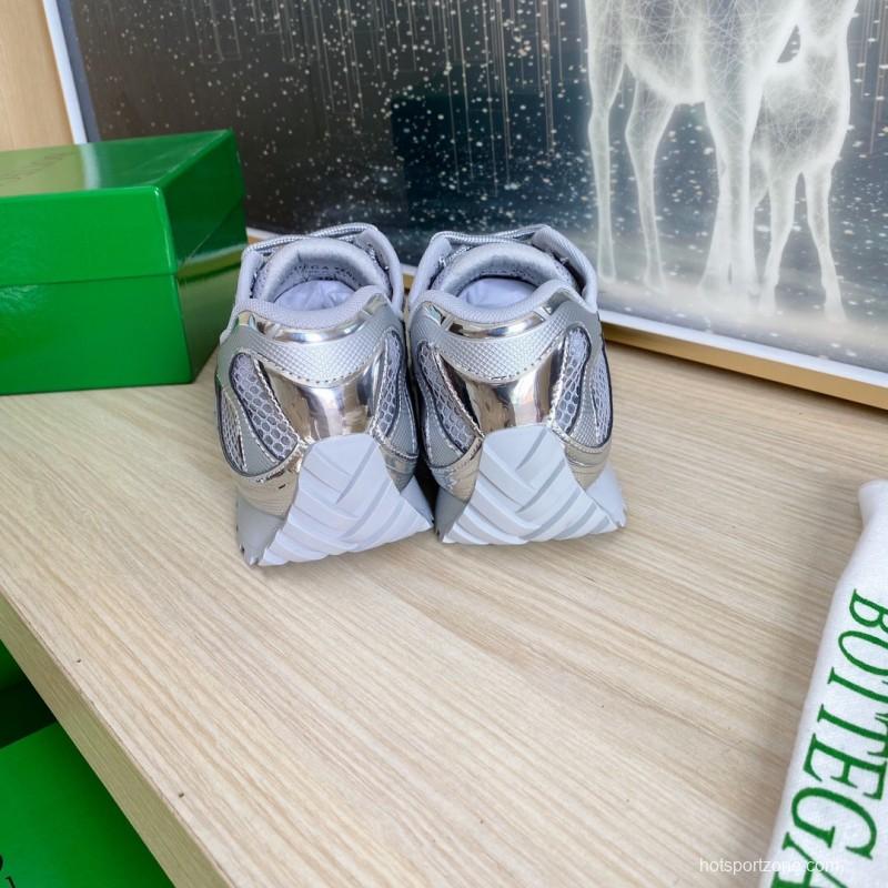 2025 Unisex Bottega Veneta Silver Grey Mesh TPU Runner Sneakers LY00310