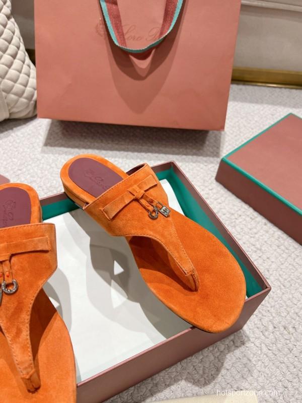 2025 LP Orange Suede Slippers LY00250