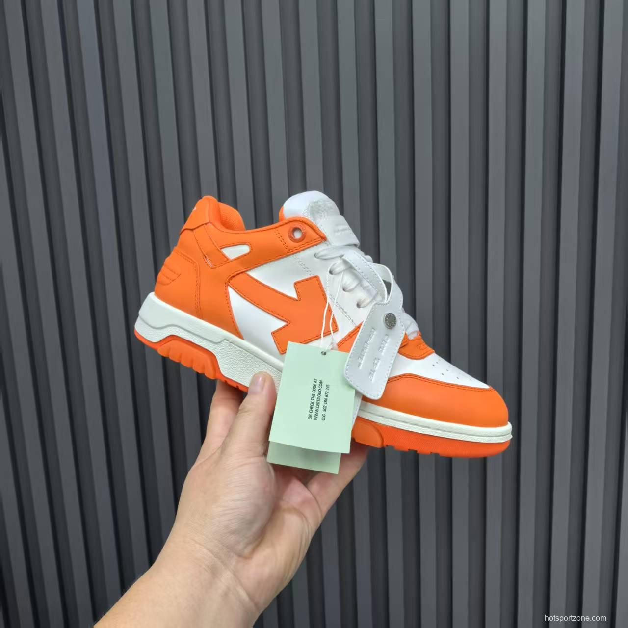 2025 Unisex Off-White Orange White Leather Sneakers MJ00320