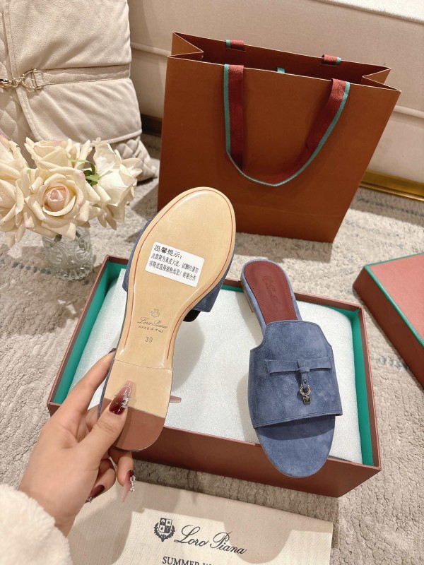 2025 Slippers LP Blue Suede Slippers LY00270