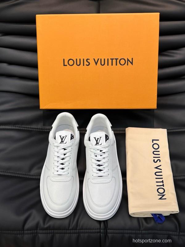 2024 Men Louis Vuitton White Leather Mesh Sneakers MJ00400