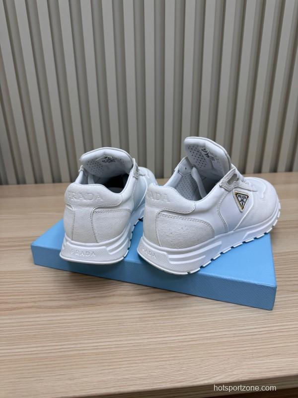 2025 Women Prada White Leather Sneakers