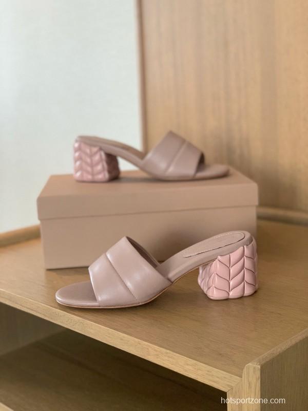 2025 Women Gianvito Rossi Beige Leather Slippers KFY00260