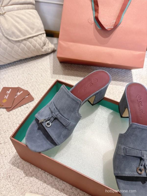 2025 Women LP Blue Suede Sandals