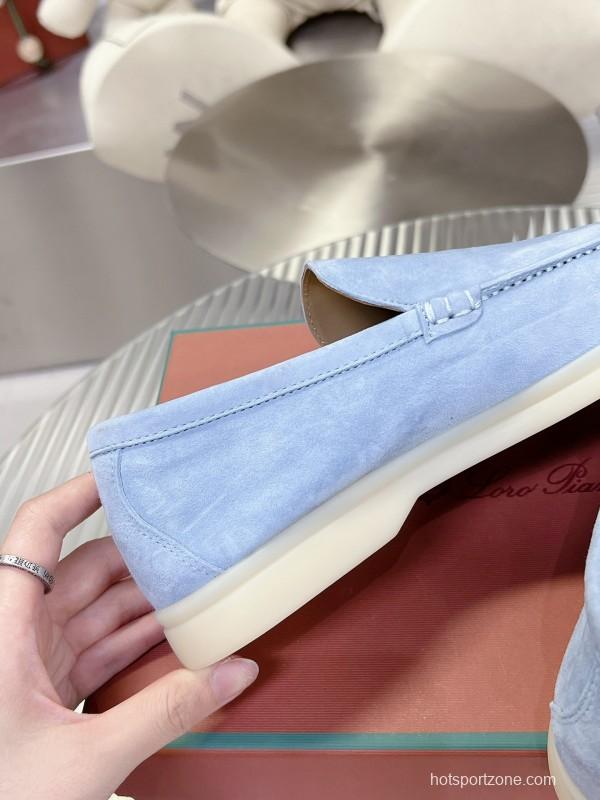 2025 Women LP Light Blue Suede Loafers LY00260