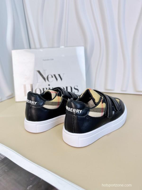 2024 Kids B White Black Canvas Leather Shoes