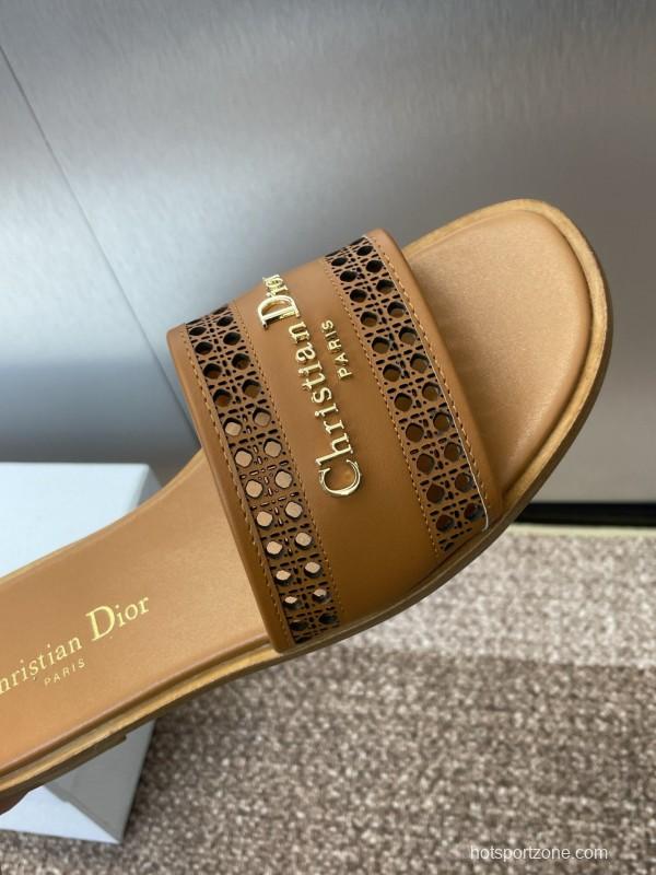 2025 Slippers Dior Brown Leather Casual KFY00300