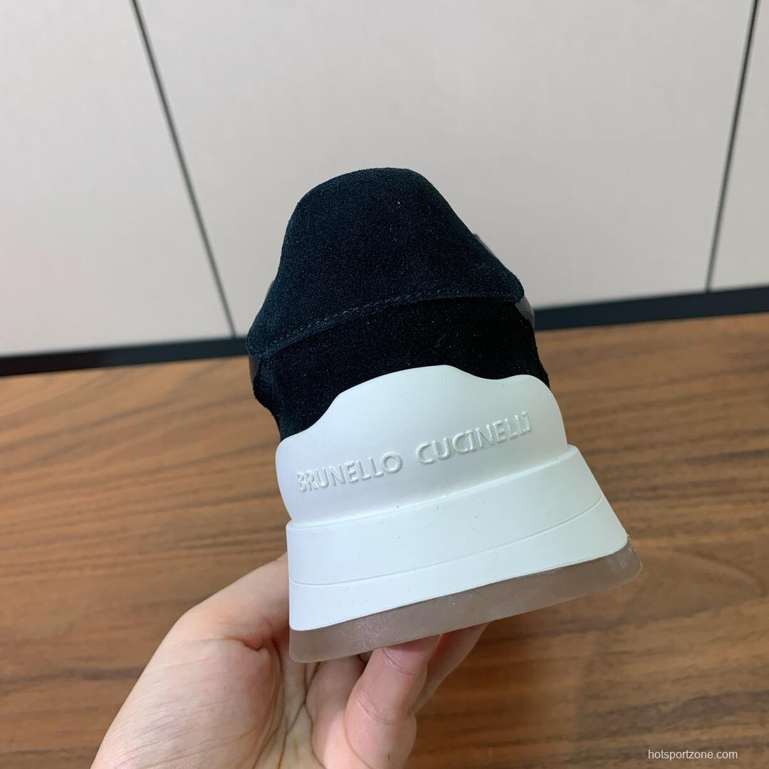 2025 Unisex Brunello Cucinelli Black Brown Suede Leather Sneakers LY