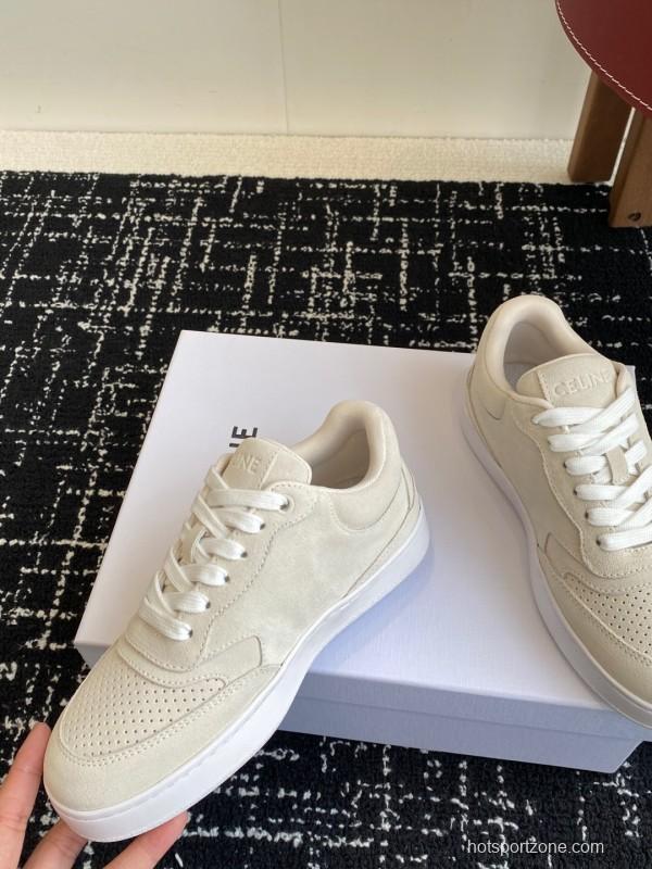 2025 Women Celine Beige Canvas Sneakers CELINE Embroidered Logo