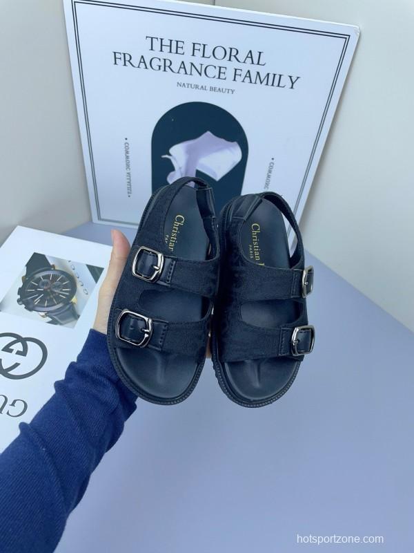 2025 Kids Gucci Black Leather Sandals