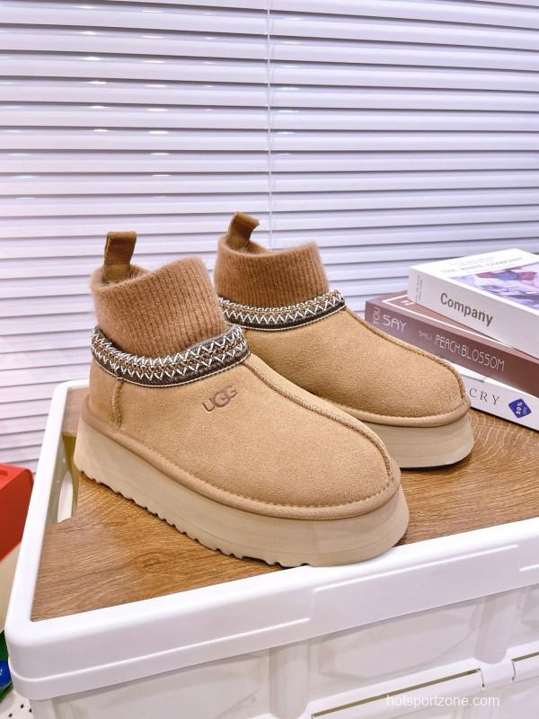 2024 Women UGG camel suede wool ankle boots MJ00230