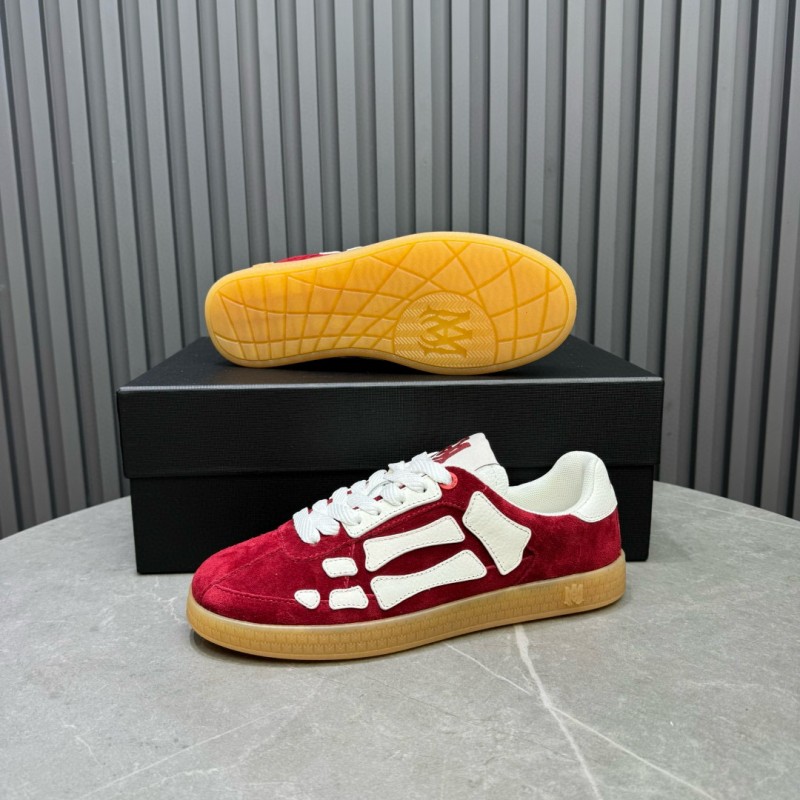 2024 Unisex Amiri Red White Suede Leather Sneakers MJ00300