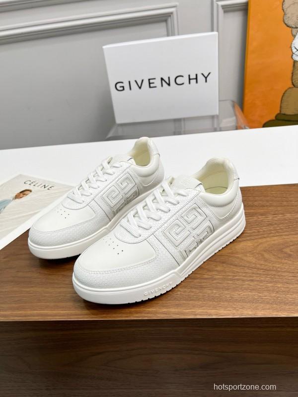 2024 Unisex Givenchy White Silk Calfskin Patent Leather Low Top Sneakers MJ00380