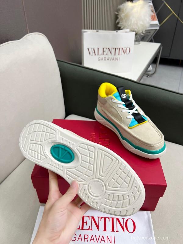 2025 Unisex Valentino Yellow Blue Beige Leather Sneakers RUNBOOT LY00390