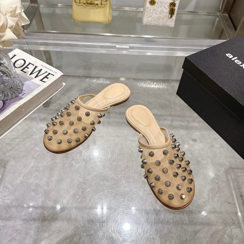 2025 Slippers Alexander Wang Beige Leather Studded LY00310