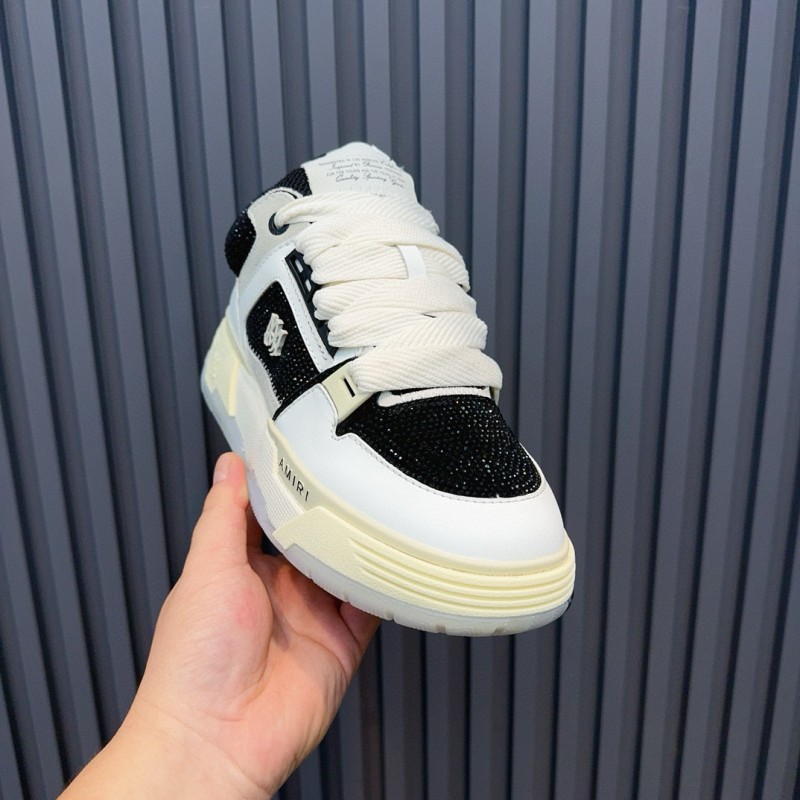 2024 Unisex Amiri Black White Leather Sneakers MJ00410