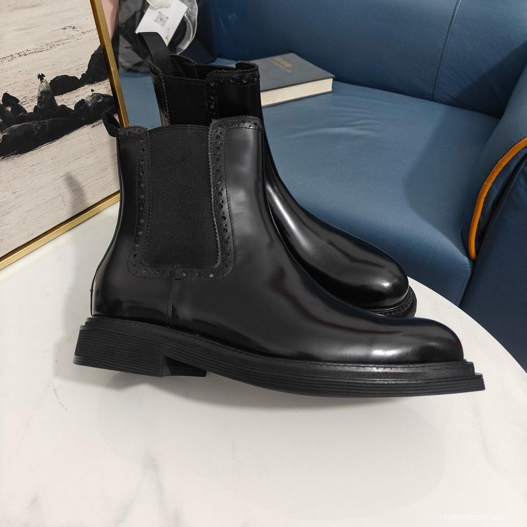 2024 Men Dolce & Gabbana Black Leather Ankle Boots