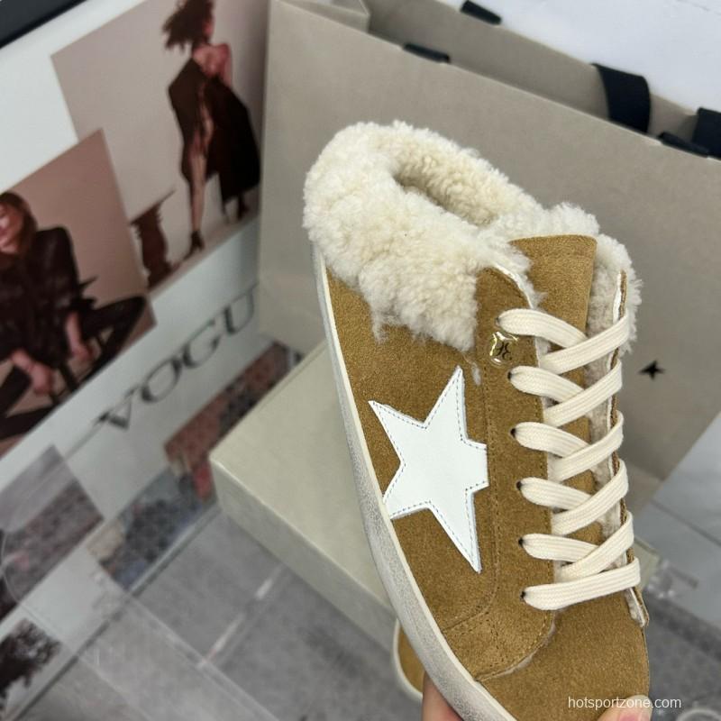 2025 Women GGDB Brown White Suede Shearling Sneakers