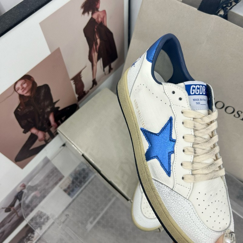 2024 Unisex GGDB White Blue Leather Sneakers MJ00260